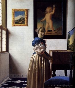 A Lady Standing at a Virginal