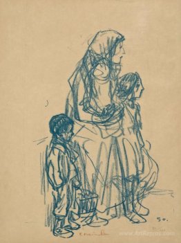 Woman in Profile and Three Children