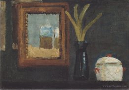 Still life with sugar bowl and hyacinth in a glass