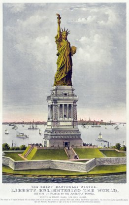 The great Bartholdi statue, liberty enlightening the world. The