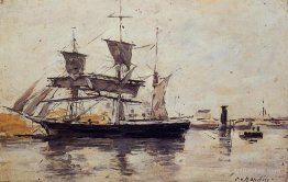 Three Masted Ship at Dock