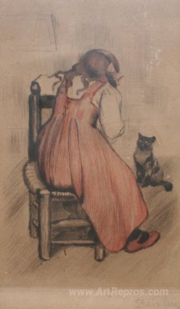 Little girl with cat