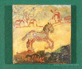 Galloping Horse by a Village