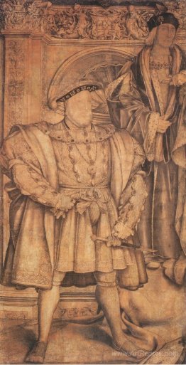 Henry VIII and Henry VII, cartoon for wall painting in Whitehall