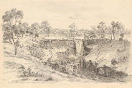 Fall of the Lallal creek, 112 feet high, branch of the Moorobool