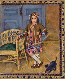 The girl in the Caucasus dress with a cat (Margot)