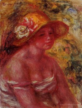 Bust of a Young Girl Wearing a Straw Hat