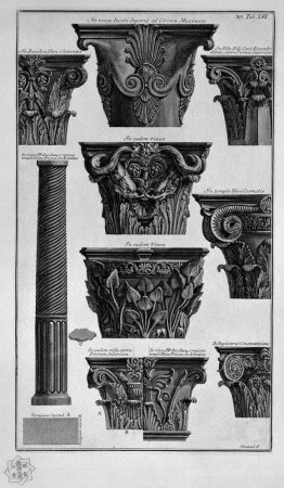 Various capitals, column (Villa Albani, St. Clement, St. Cosmas,