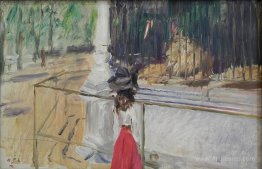 Girl in front of the Lion Cage