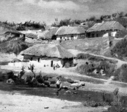 Huts in summer day