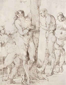 Study sheet with six nude figures