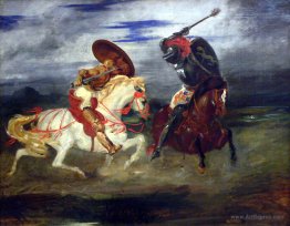 Two Knights Fighting in a Landscape