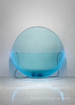 Lit Circle Blue with Etched Glass