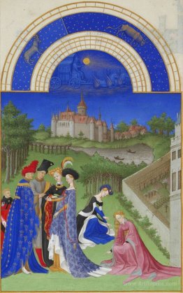 April: Courtly Figures in the Castle Grounds