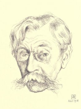 Pencil sketch of the head of Belgian poet Émile Verhaeren