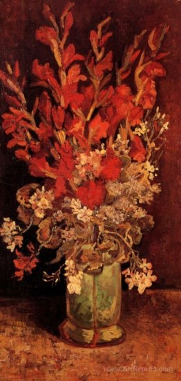 Vase with Gladioli and Carnations