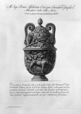 ntique vase of marble with intertwining vines and pine and the f