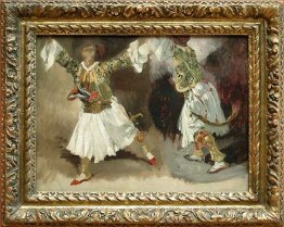 Two Greek warriors dancing (Study costumes Souliotes)