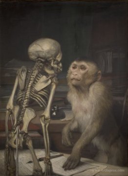 Monkey before skeleton