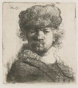 Self-portrait in a heavy fur cap bust