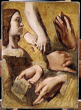 Study for the Apotheosis of Homer's profile Raphael hands of Ape