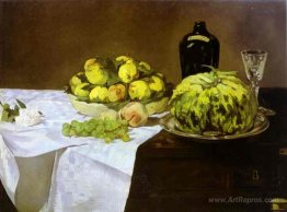 Still life with melon and peaches