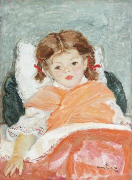 The little girl with red bows