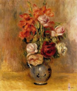 Vase of Gladiolas and Roses