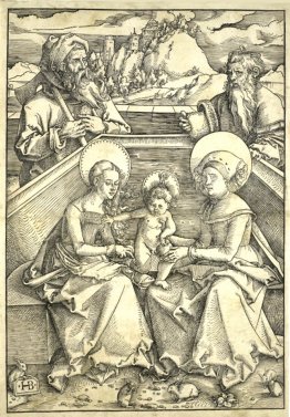 The Holy Family with Saint Anne and Saint Joachim Gravure sur bo