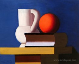 Still Life with White Jar, Orange and Book