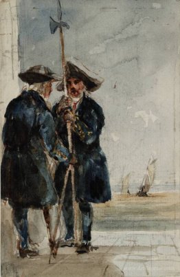 Two Naval Pensioners with Shipping Behind