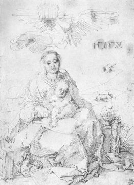 Madonna and child on the grassy bank