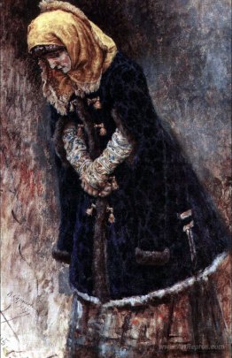 Young lady with blue fur coat