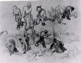 Sheet with Numerous Sketches of Working People