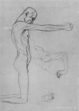 Kneeling Male Nude With Sprawled Out Arms, Male Torso