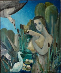 Girl with swans