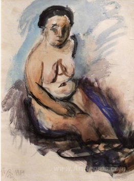 Nude sitting woman