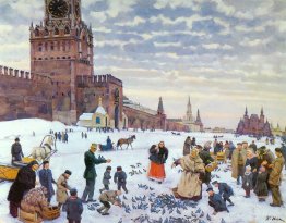 Feeding pigeons in Red Square in the years 1890-1900