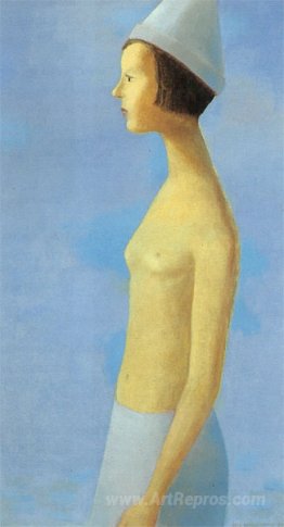 Nude on blue background