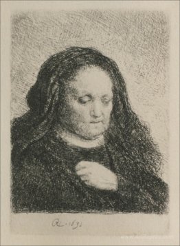 Rembrandt`s Mother in a Black Dress, as Small Upright Print