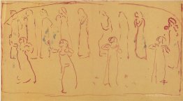 Thirteen standing draped figures