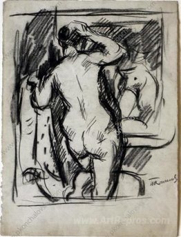 The woman in front of a mirror