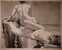 Two Nudes on Old Indian Rug