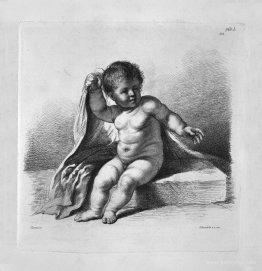 Cherub sitting in the act of covering, by Guercino