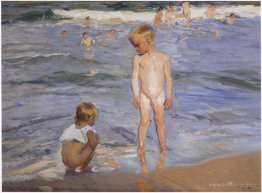 Children bathing in the afternoon sun