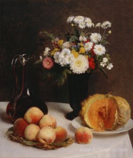 Still Life with a Carafe Flowers and Fruit