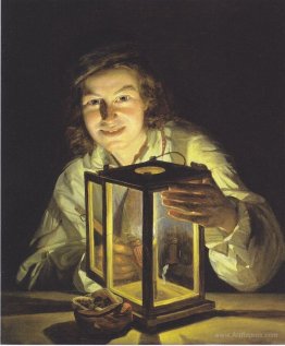 The young boy with the stable-lantern