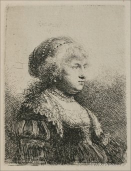 Rembrandt`s Wife with Pearls in her Hair