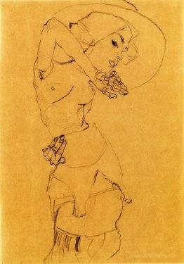 Standing Nude with Large Hat (Gertrude Schiele)