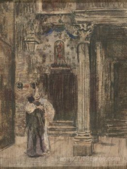 Pierrot and Woman Embracing